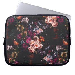 Elegant Vintage Dark Moody Burgundy Floral  Laptop Sleeve