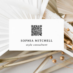 Elegant Vintage   Eenvoudige zwarte en witte QR-co Visitekaartje