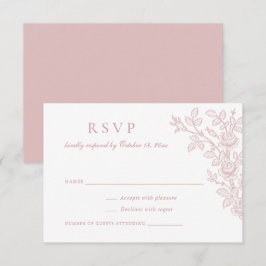 Elegant Vintage Floral Dusty Rose Wedding RSVP Kaart