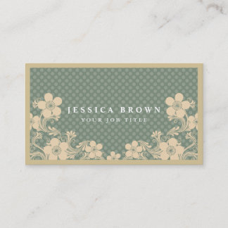 Elegant Vintage Floral- en polka-punten Visitekaar Visitekaartje