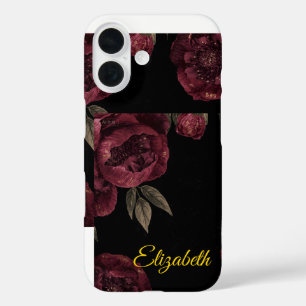 Élégant Vintage floral foncé coque iphone de pivoi