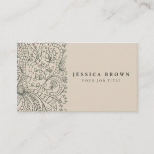 Elegant Vintage Floral line art Visitekaartje