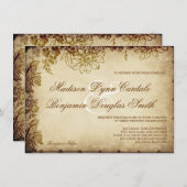 Elégant Vintage Floral Rustic Wedding Invitations (Devant / Derrière)
