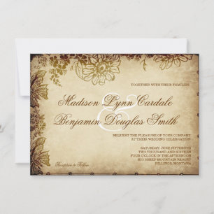 Elégant Vintage Floral Rustic Wedding Invitations