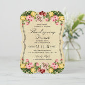 Elegant Vintage Floral Thanksgiving Kaart (Staand voorkant)