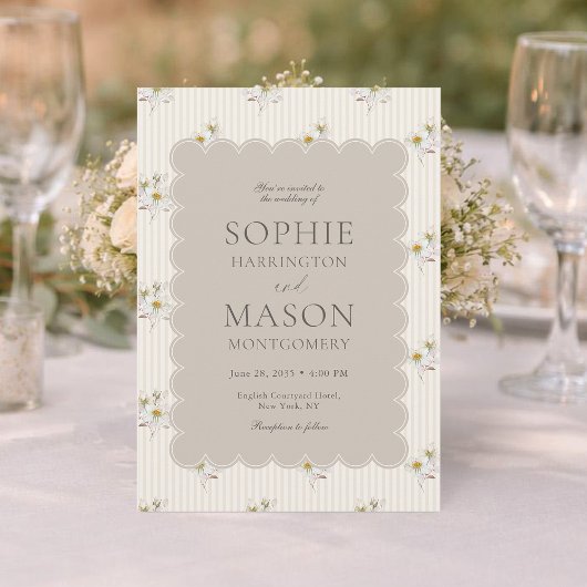 Elegant Vintage Floral Wedding Invitation