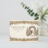 Elegant Vintage Floral Wedding Invitation Postcard (Debout devant)