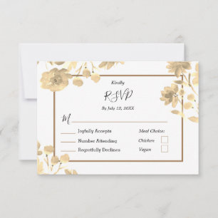 Elegant Vintage Floral Wedding Meal Choice RSVP Kaartje