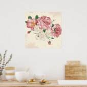 Elegant Vintage Flowers Poster (Keuken)