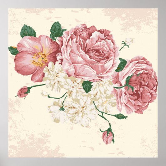 Elegant Vintage Flowers Poster (Voorkant)
