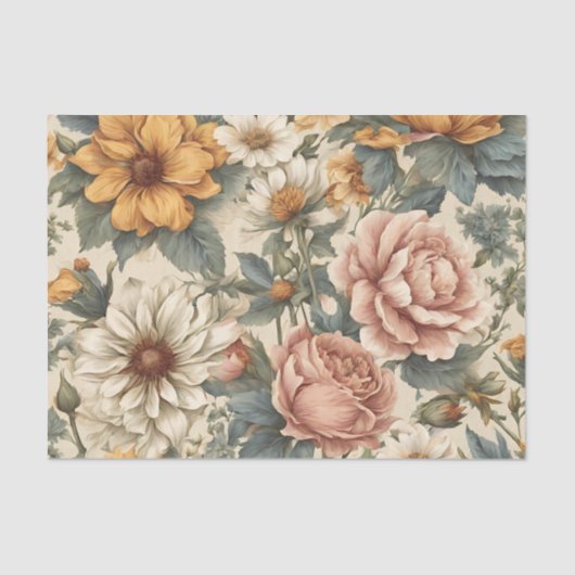 Elegant Vintage Flowers Tissuepapier (Voorkant)