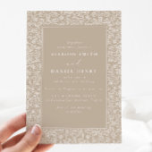Elegant Vintage Frame Beige Wedding Invitation