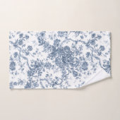 Élégant Vintage Français gravé Floral Toile-Blue (Serviette à main)
