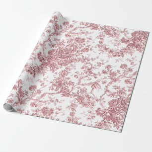 Elegant Vintage Frans gegraveerd Floral Toile-Blue Cadeaupapier