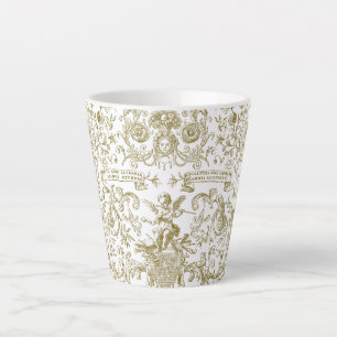 Elegant Vintage Goud Beige Barok Bloemmotief Latte Mok