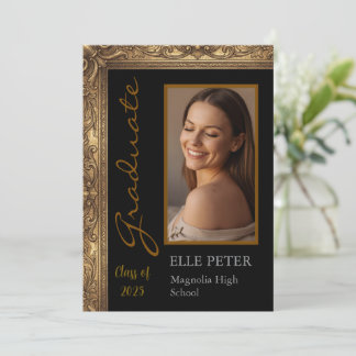 Elegant Vintage Grad Party Invitation Kaart