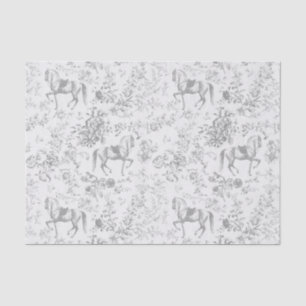 Elegant Vintage Grijs Paard Bloemmotief Tissuepapier