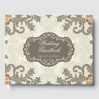 Elegant Vintage Groen Bloemendecor Trouwgastenboek Gastenboek