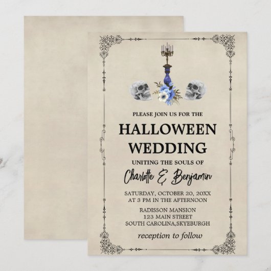 Elegant Vintage Halloween Wedding Kaart (Voorkant / Achterkant)