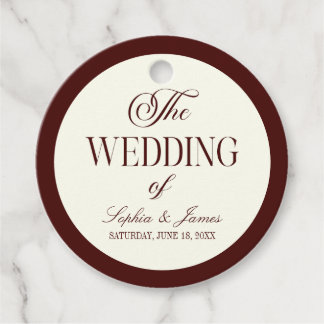 Elegant Vintage Ivory Dark Burgundy Wedding Bedankjes Labels