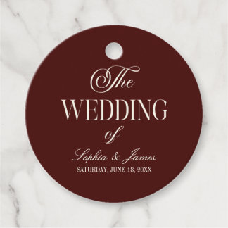 Elegant Vintage Ivory Dark Burgundy Wedding Bedankjes Labels