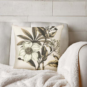 Elegant Vintage Kerst Roos Beige Floral Kussen