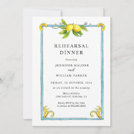 Elegant Vintage Lemon Rehearsal Dinner Invitation Aankondiging