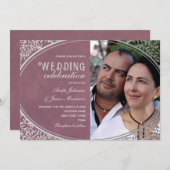 Elegant Vintage Luxury Paars Wedding Kaart (Voorkant / Achterkant)