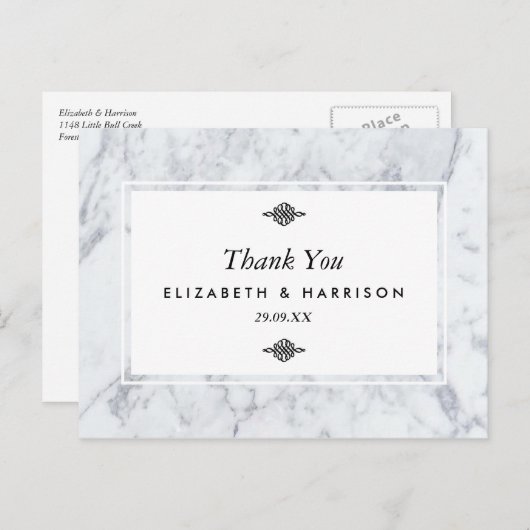 Elegant Vintage Marble Wedding Bedankt Briefkaart (Voorkant / Achterkant)