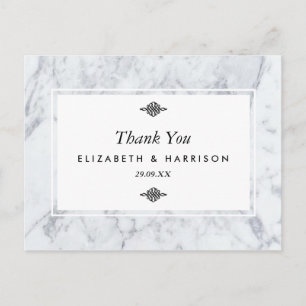Elegant Vintage Marble Wedding Bedankt Briefkaart