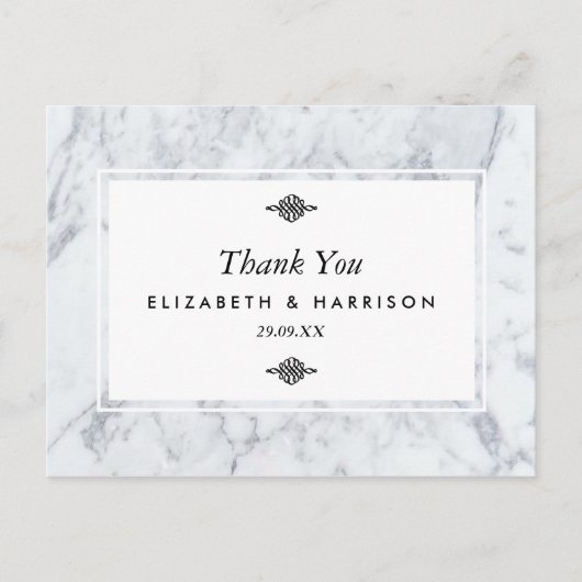 Elegant Vintage Marble Wedding Bedankt Briefkaart (Voorkant)