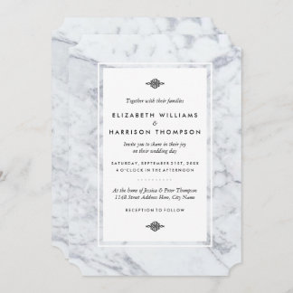 Elegant Vintage Marble Wedding Kaart