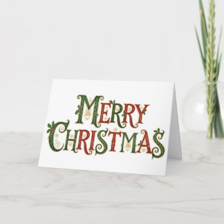 Elegant Vintage Merry Christmas Calligraphy Kaart