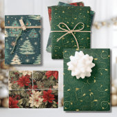 Elégant & Vintage Noël Enveloppement Feuilles Ense