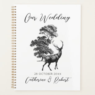 Elégant Vintage noir blanc toile Mariage cerf