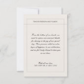 Elégant Vintage noir et blanc Mariage photo Merci (Dos)