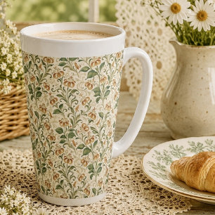 Elegant Vintage Oranje Lelie Bloempatroon  Latte Mok