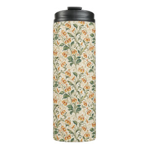 Elegant Vintage Oranje Lelie Bloempatroon Thermosbeker