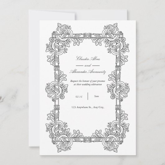 Elegant Vintage Ornate Frame Wedding Invitation (Devant)