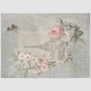 Elegant Vintage Paris Flower Garden Eiffel Tower Tissuepapier