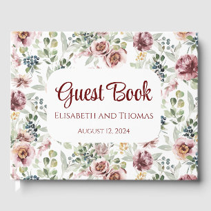 Elégant vintage pastel fleurs mariage livre d'or