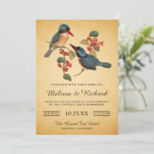 Elégant Vintage Romantique Oiseaux Faire-part de m (Debout devant)