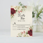 Elégant Vintage Rouge Blanc Roses Mariage Carte RS (Debout devant)