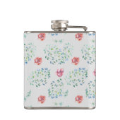 Elegant Vintage Roze Blauwe Bloem Motief Monogram Heupfles (Achterkant)