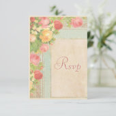 Elegant Vintage Rozen Wedding RSVP (Staand voorkant)