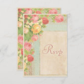 Elegant Vintage Rozen Wedding RSVP (Voorkant / Achterkant)
