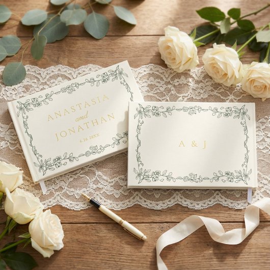 Elegant Vintage Sage Green Monogram Wedding