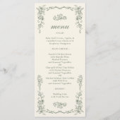Elegant Vintage Sage Green Wedding Menu (Voorkant)