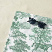 Elegant Vintage Salie Groen Witte Paarden Toile  Strandlaken (In situ)