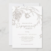 Elegant Vintage Sepia Engagement Party Invitation (Devant)
